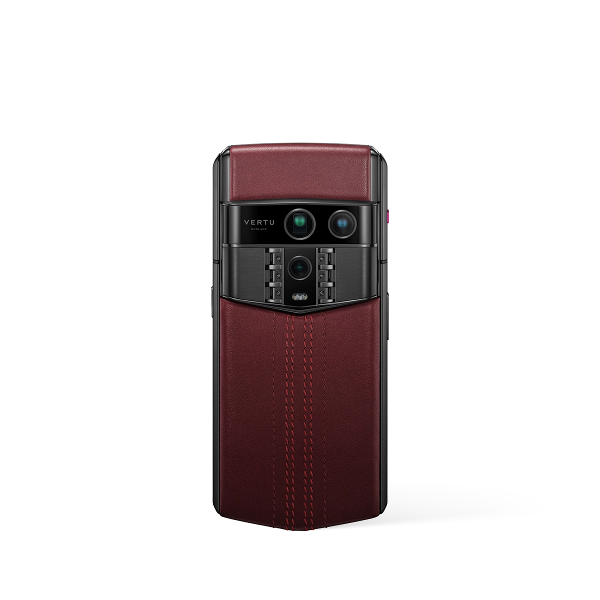 Vertu Agent Q Stitched Calfskin Black luxury smartphone back view featuring premium stitched calfskin leather in black, elegant design and refined craftsmanship