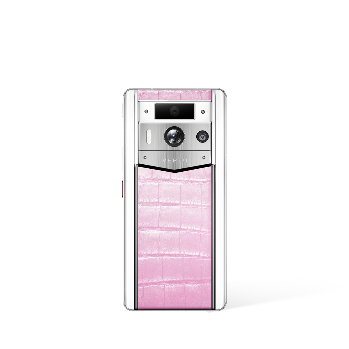 Vertu Metavertu Max Alligator White Ceramic Frame pink luxury phone back view