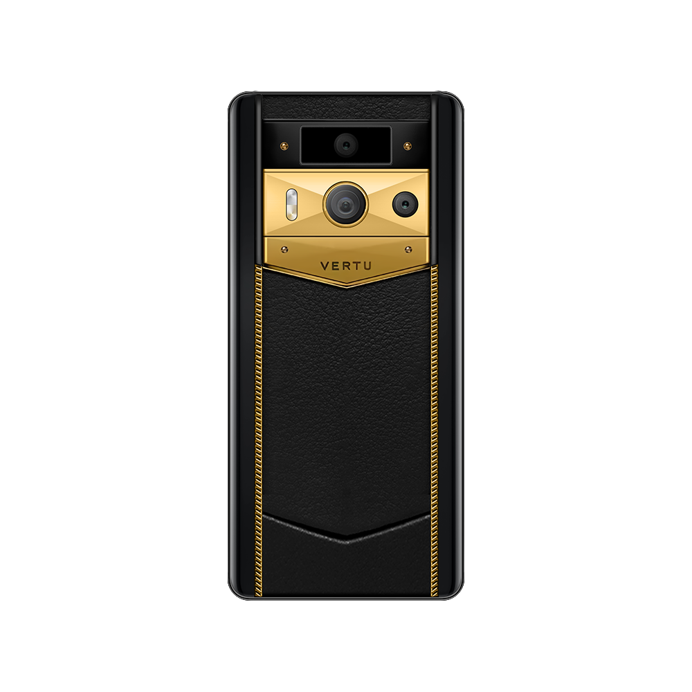 METAVERTU 2 Luxury Custom-Made Gold Radiant Blade Edition with Black Ink Calfskin Web3 AI Phone - Black