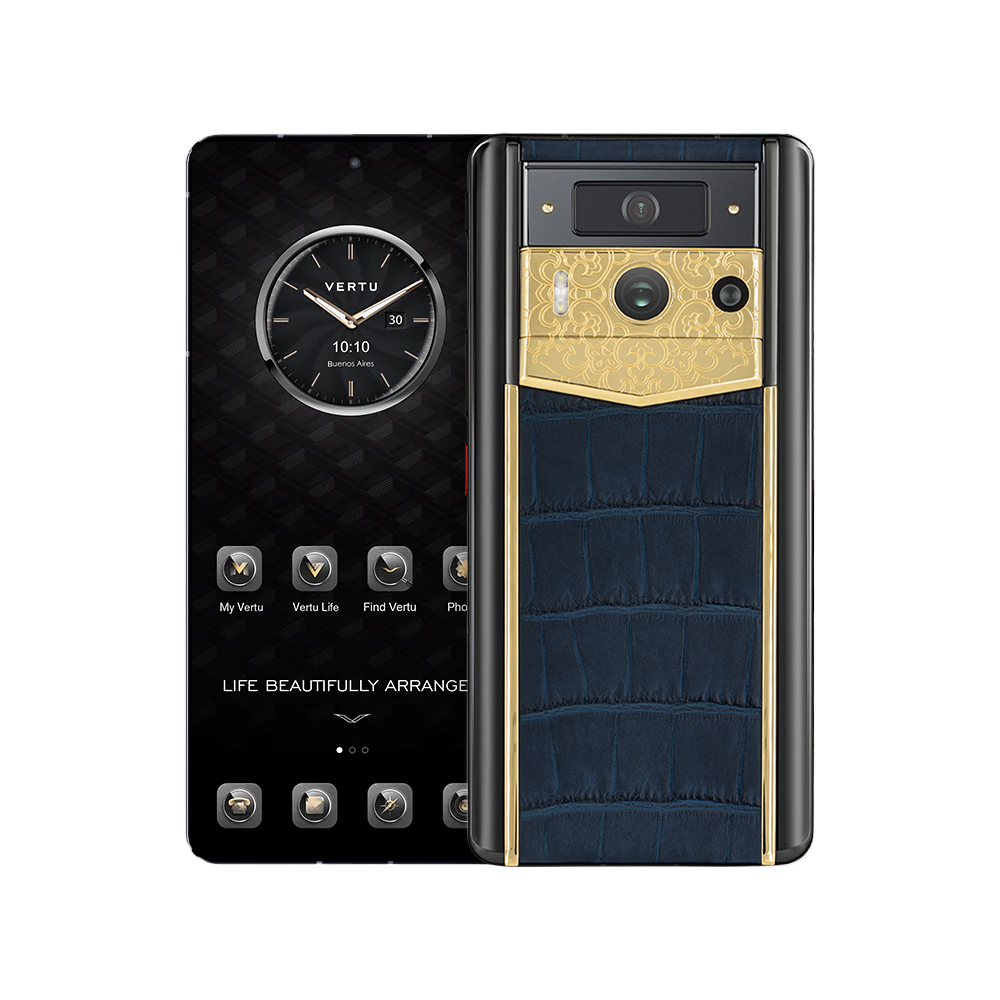 METAVERTU 2 LUXURY CUSTOM-MADE LOTUS MEMORY WITH ALLIGATOR SKIN WEB3 AI PHONE - Navy Blue