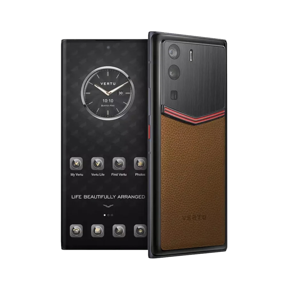 METAVERTU Enameled Calfskin 5G Web3 Phone - Brown