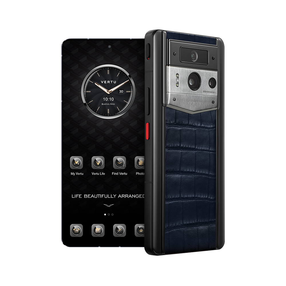 METAVERTU 2 Alligator Skin Web3 AI Phone - Navy Blue(Silver Case)