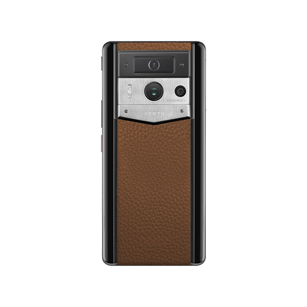 METAVERTU 2 Calfskin Web3 AI Phone - Caramel Brown(Silver Case)