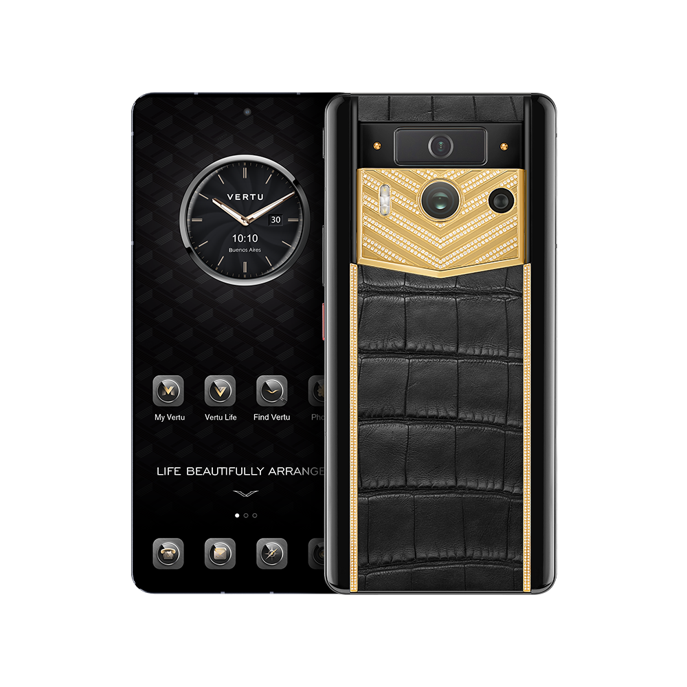 METAVERTU 2 LUXURY CUSTOM-MADE GOLD WITH DIAMONDS ALLIGATOR SKIN WEB3 AI PHONE - BLACK