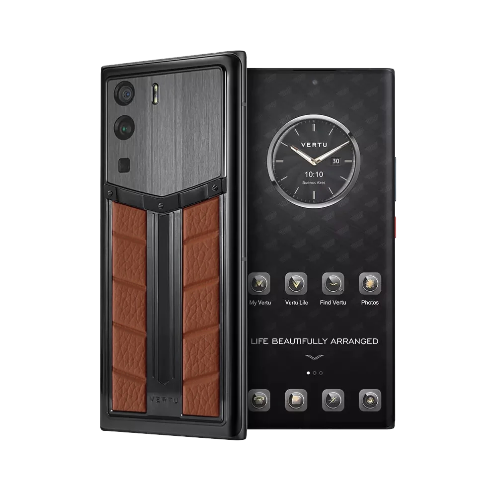 METAVERTU Race Track Design Calfskin Web3 Phone - Brown