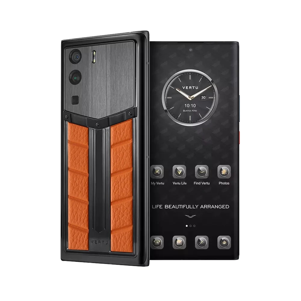 METAVERTU Race Track Design Calfskin Web3 Phone - Orange