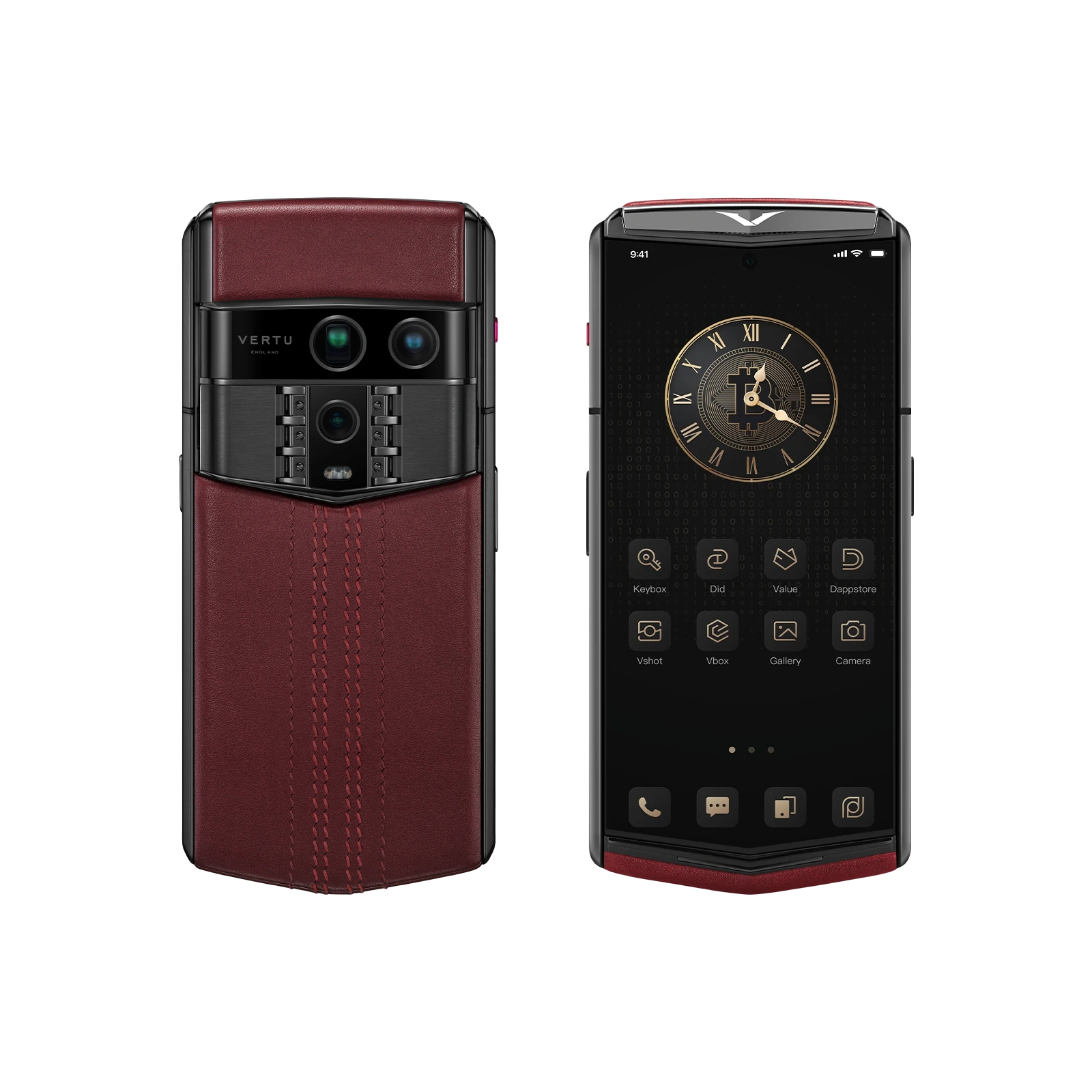 Vertu Agent Q Stitched Calfskin Black luxury smartphone back view featuring premium stitched calfskin leather in black, elegant design and refined craftsmanship